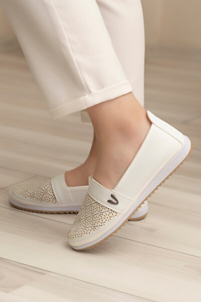 Ewen Tomm أحذية راقصة باليه نسائية يومية ناعمة من الجلد مطبوعة بالليزر لتقويم العظام