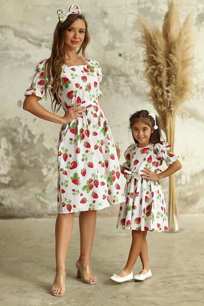 KÜÇÜĞÜM BUTİK Strawberry Patterned Waist Drawstring Combination for Mother and Daughter - Single Sold