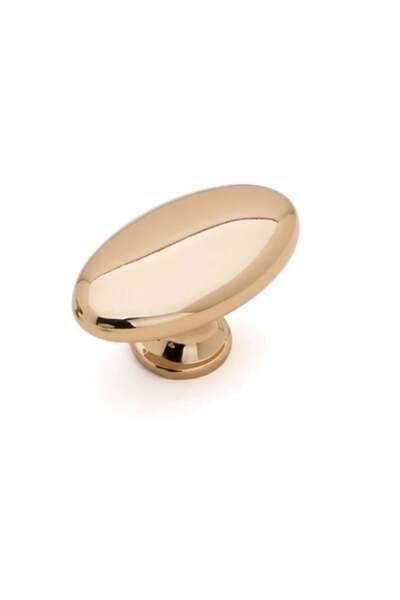 DİZAYNAKS Oval Zamak Parlak Altın Tekli Düğme Kulp