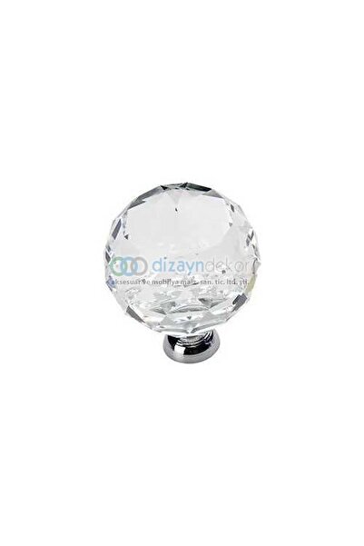 DİZAYNAKS Kristal Cam Düğme Kulp 20 Mm. Krom