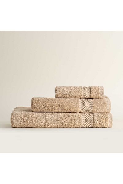 Ecocotton Σετ πετσετών Auraline 3 τεμαχίων - 100% οργανικό βαμβάκι, ανοιχτό μπεζ