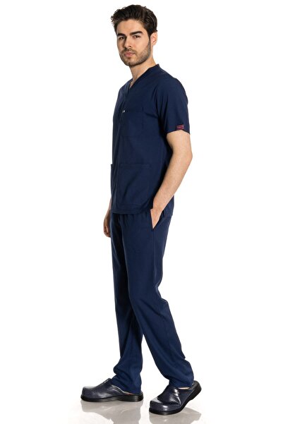 TIPMOD Unisex Yarasa Kol Likralı Lacivert Doktor / Hemşire Forması / Scrubs