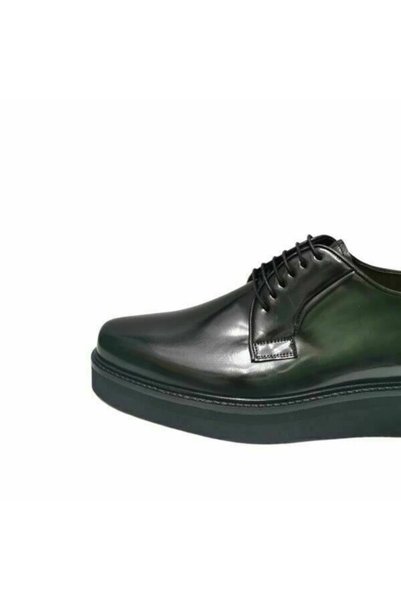Güvener Black Shiny Leather High Sole Men's Shoes
