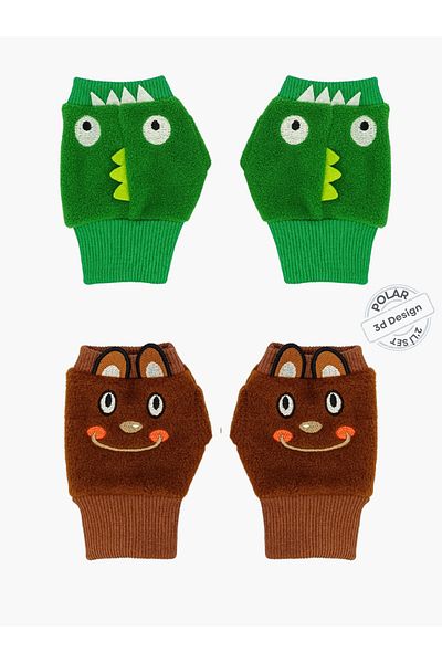 Casabony Комплект от 2 полярни ръкавици Bear & Crocodile