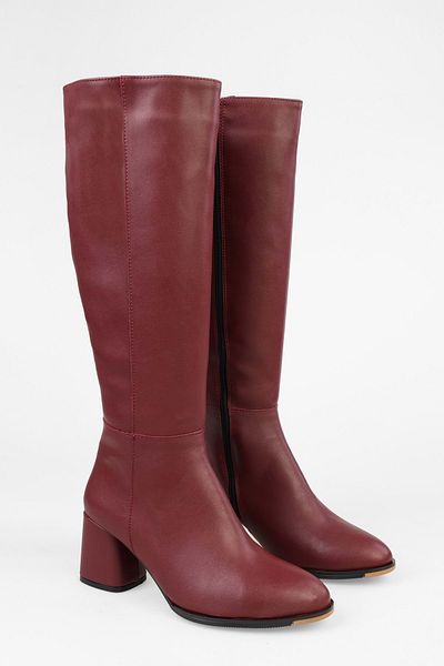 Shoeberry Cizme cu toc din piele de damă Kiella Burgundy