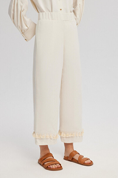 Touché Privé Λεπτομερές λινό παντελόνι με φούντα