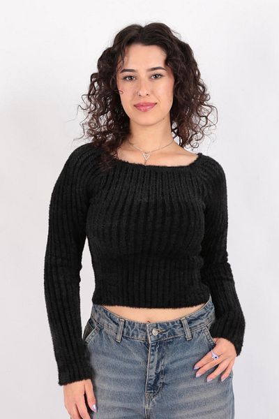 Hadise D9362 Pulover cu barbă cu guler larg