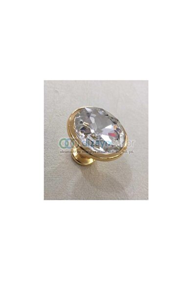 DİZAYNAKS Kristal Cam Düğme Kulp Reus 32 Mm. Parlak Altın