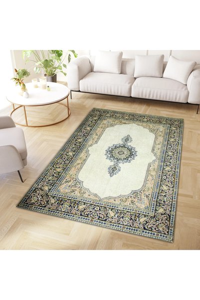 Rugs Modern Halı Mete Collection Beige and White Themed Traditional Motif Boh...