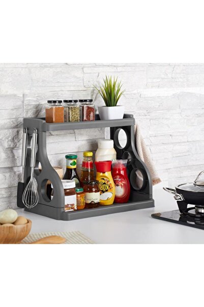 MiniHome Γκρι πάγκος 2 επιπέδων Spice Rack Organizer