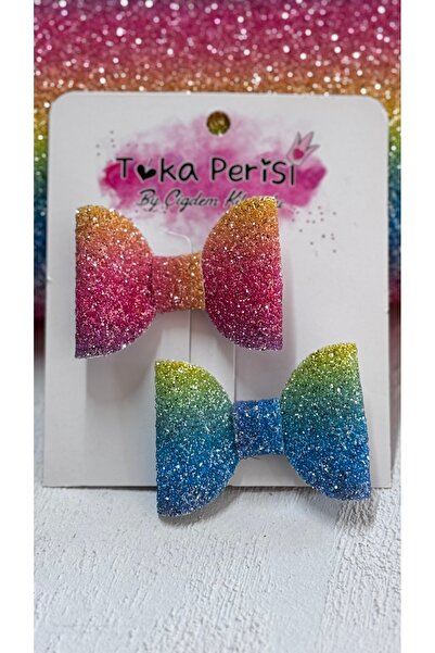 Toka Perisi Κλιπ πόρπης με λαμπερό φιόγκο Rainbow Glitter