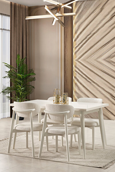 Eymense Masal Modern 4 Sandalyeli Açılır Masalı Yemek Masası Takımı