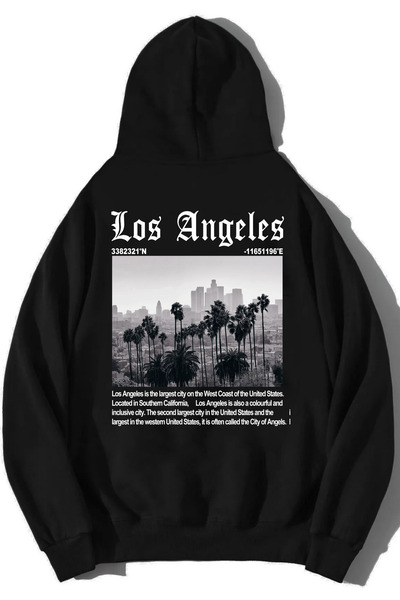 DEEPSENCE Los Angeles Printed Unisex White Hooded Sweatshirt