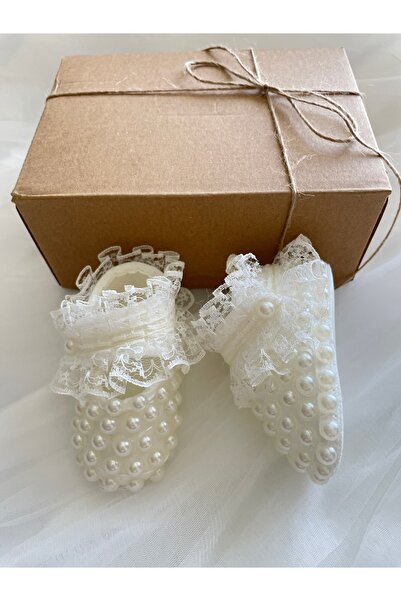 MASALBABY Bebek Incili Patik & Yeni Doğan Ekru Renkte Mevlit Patiği & Incili ...