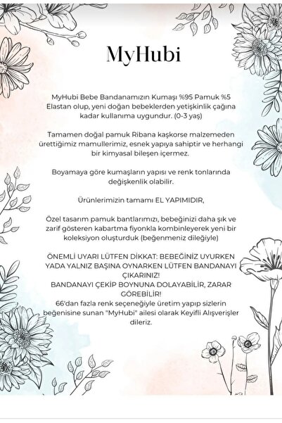 MyHubi 6'lı Kombin El Yapımı Ribana Kız Bebek Bandana