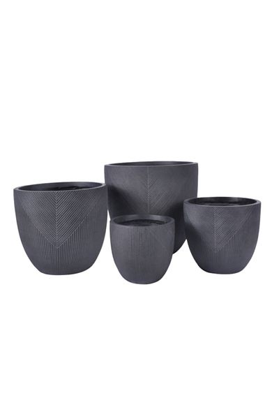 Geno Varying Strips Design Fiber Clay Planter Pots