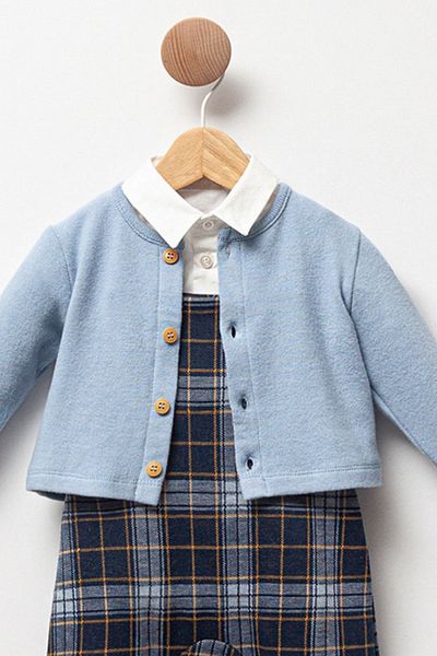 Cassiope Plaid Patterned Cardigan Baby Boy Set