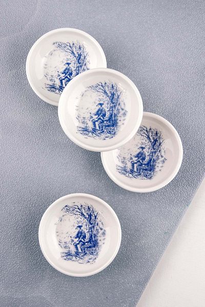 Bursa Porselen Dekor Blue English 4 Piece Porcelain Delight Bowl/Cookie Bowl