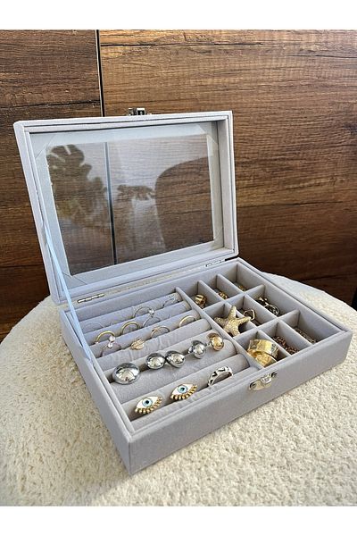 kiraz Luxury Jewelry Organizer with Clear Compartments Jewelry Box Ring Necklace Earring Bracelet Organizer