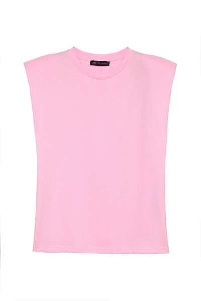 Quzu Light Pink Basic T-Shirt - Padded and Sleeveless