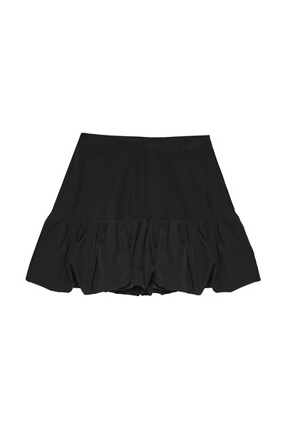 Quzu Black Balloon Mini Skirt - Pleat Detailed