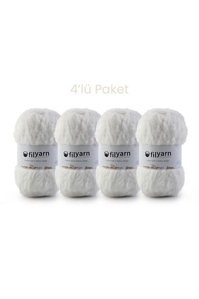 Filyarn Wildcat Σετ 4 - Πλεκτό νήμα με γένια για μωρό και γάτα, νήμα με πούπουλα, χειροποίητα υλικά από μαλακό γούνινο νήμα
