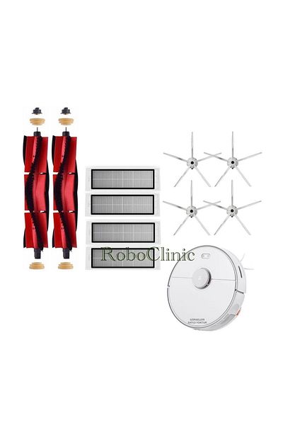 Roboclinic Roborock S5 Max (أبيض) - مجموعة تجديد 10 قطع بدون ممسحة، مكنسة كهربائية متوافقة مع فلتر الفرشاة