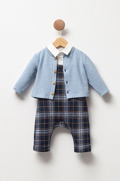 Cassiope Plaid Patterned Cardigan Baby Boy Set