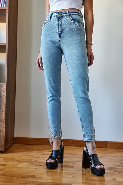 Bianco Lucci Női láb és zsebes strasszos farmer nadrág 2302 60351100