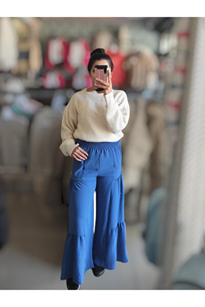 Sublime Butik Ayrobin Loose ψηλόμεση φούστα Παντελόνι Μπλε