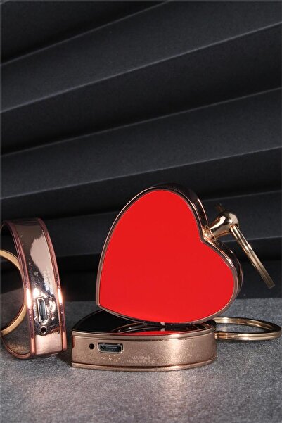 Silvio Monetti Gümüş Renk Kalp Şeklinde Özel Tasarım Kaydırmalı Anahtarlıklı Şarjlı Çakmak 24csm87