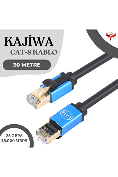 KAJİWA CAT8 30 Metre Ethernet Kablosu 25Gbps 2000MHz - 30mt
