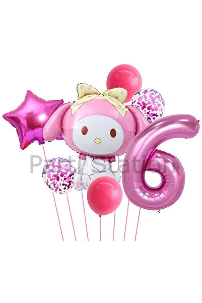 Parti Station Sanrio Kuromi Melody 6 Yaş Balon Set Anime Hello Kitty Kuromi M...