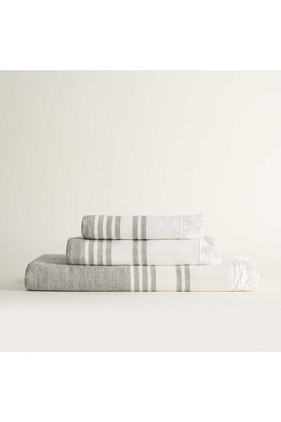 Ecocotton Σετ πετσετών Erva 3 τεμαχίων - 100% οργανικό βαμβάκι, λινό μελανζέ, χακί