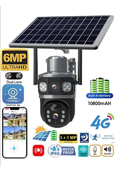 JUNGLEE SİM KARTLI GÜNEŞ ENERJİLİ GÜVENLİK KAMERASI 3+3MP ULTRA HD GECE GÖRÜŞLÜ İP KAMERA