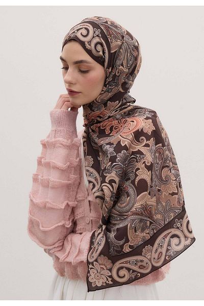Fresh Dark Brown Eva Patterned Shawl