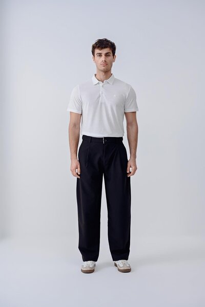 Dembu Siyah düz kumaş pantolon