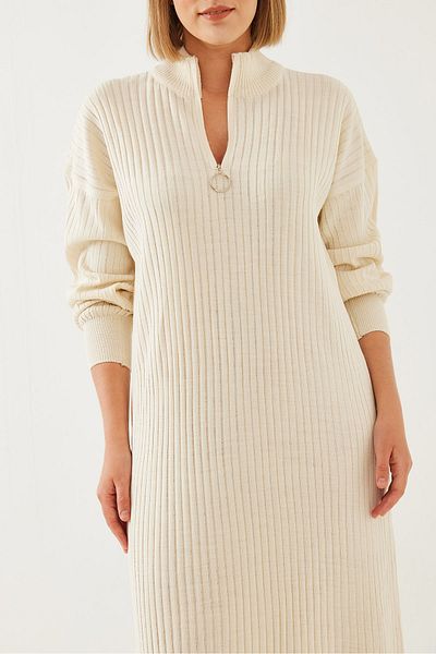 Bianco Lucci Rochie lungă tricotată cu fermoar pentru femei 15839 60351143