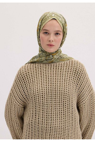 Fresh Olive Green Siara Patterned Shawl