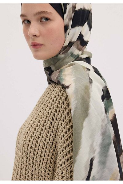 Fresh Bitter Brown Tie Dye Patterned Shawl