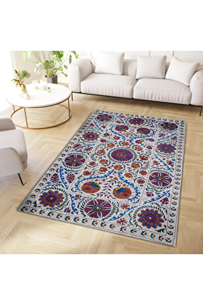 Rugs Modern Halı Mete Collection Multicolored Mixed Shapes and Flower Motifs ...