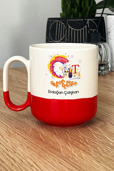 Hedizu Kişiye Özel Grafiker Pro Kupa Bardak Kırmızı Grafikere Hediye