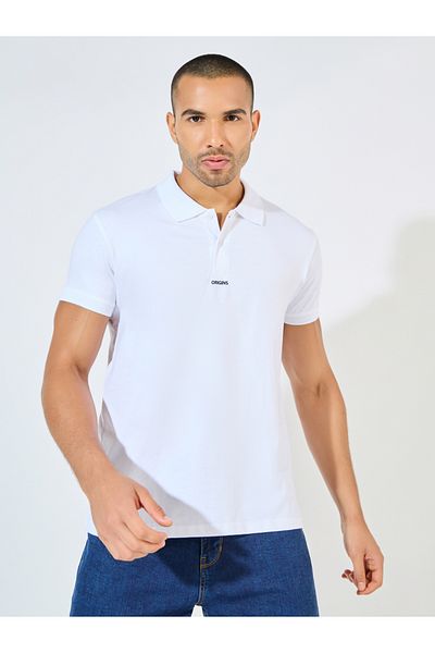 Styli Minimal Print Heavy Cotton Jersey Regular Polo
