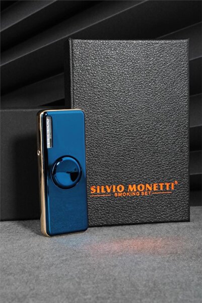 Silvio Monetti Mavi Renk Ledli Ve Çarklı Şarjlı Çakmak 24csm22105ar04