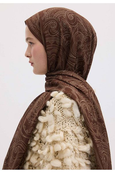 Fresh Carmel Patterned Shawl - Chocolate