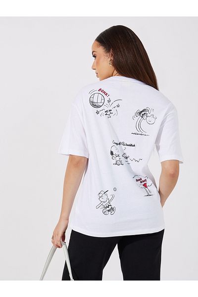 Styli Embroidered Peanuts Sketch Oversized T-Shirt