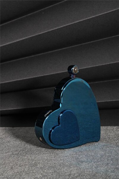 Silvio Monetti Mavi Renk Kalp Şeklinde Özel Tasarım 100 Dilde Seni Seviyorum Yazan Şarjlı Çakmak 2