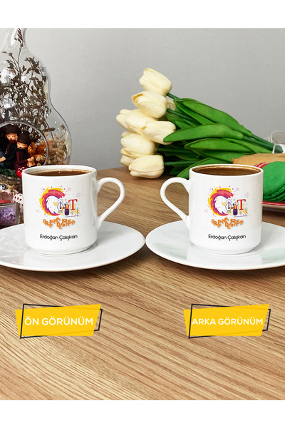 Hedizu Kişiye Özel Grafiker Türk Kahvesi Fincanı Beyaz Grafikere Hediye