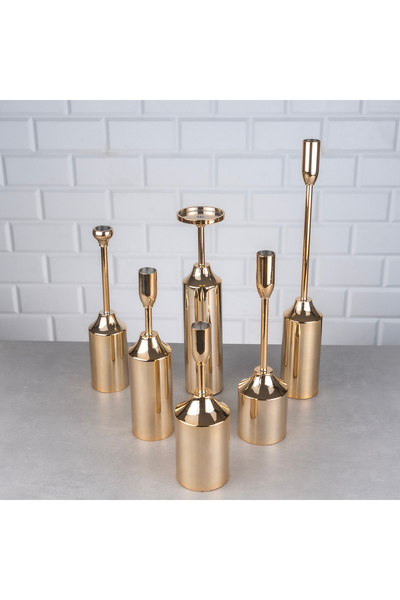 Hinora 6 Li Mum Şamdan Seti Metal Ayaklı