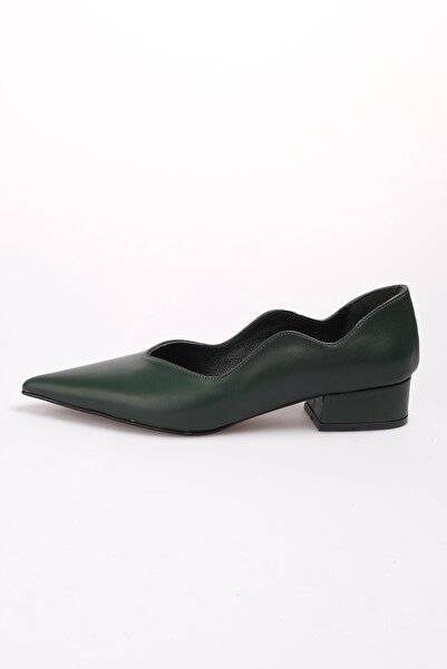 Mio Gusto Gloria Genuine Leather Green Color Women's Low Heel Shoes